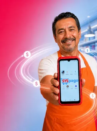 Terminal SYSmart de SYSpago cobrando un pago de $20.0